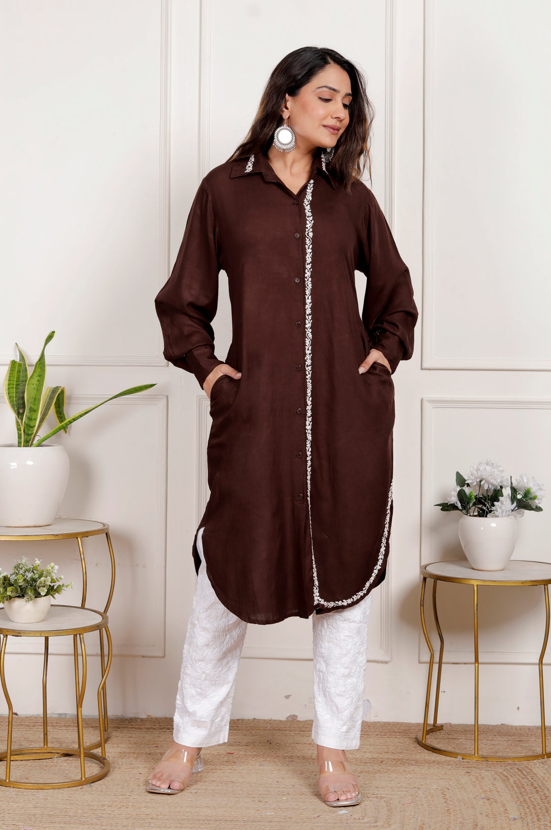 Hareem Cotton Chikankari Long shirt