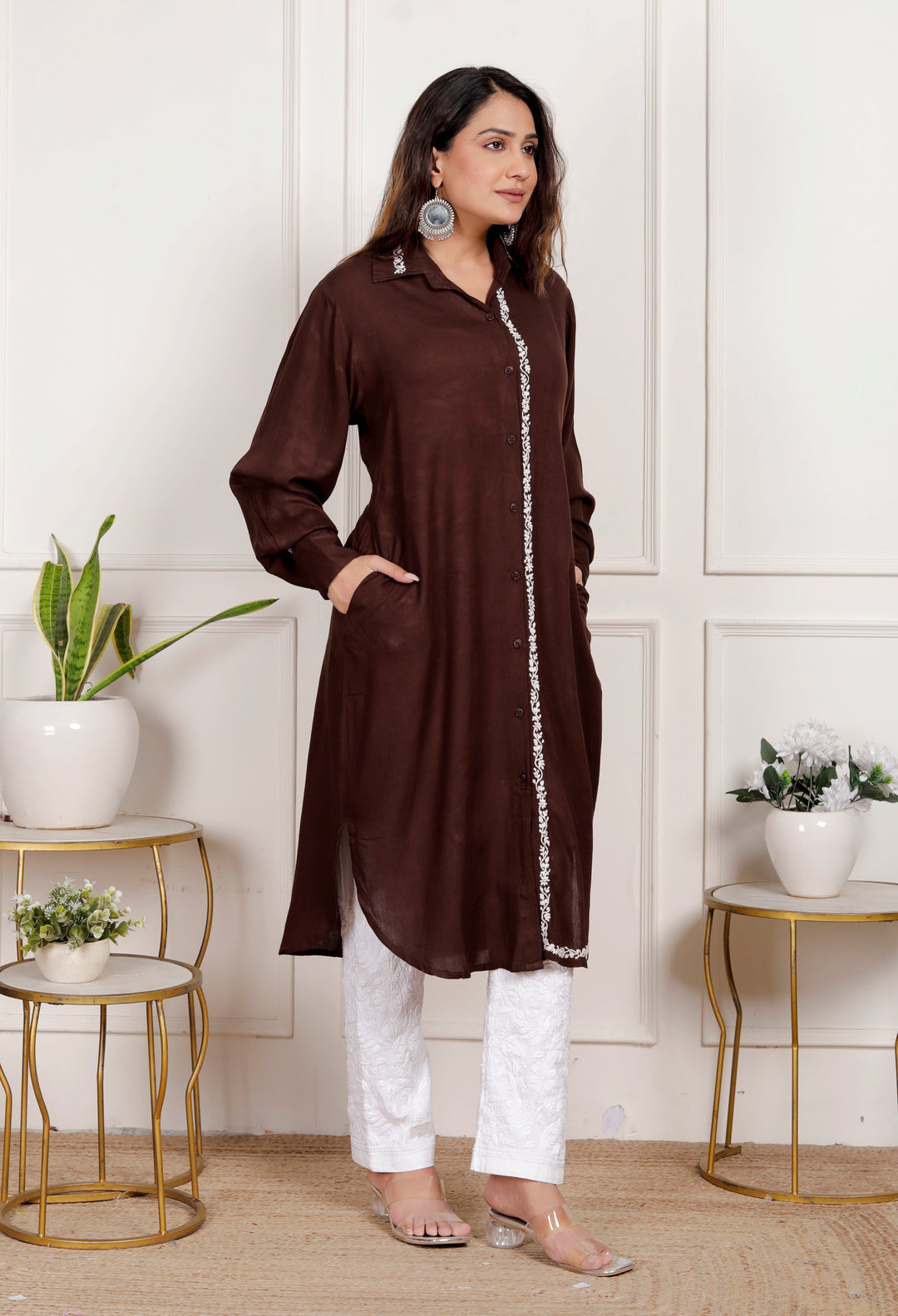 Hareem Cotton Chikankari Long shirt