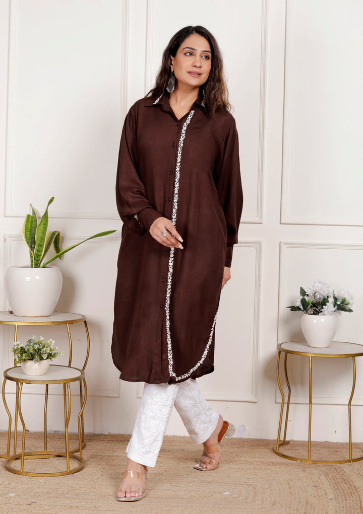 Hareem Cotton Chikankari Long shirt