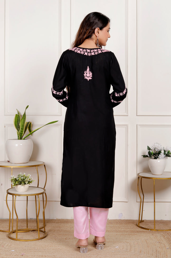 Rumaisa cotton chikankari long kurti