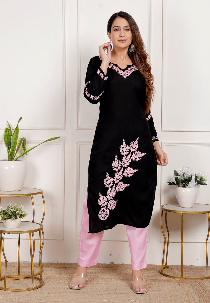 Rumaisa cotton chikankari long kurti