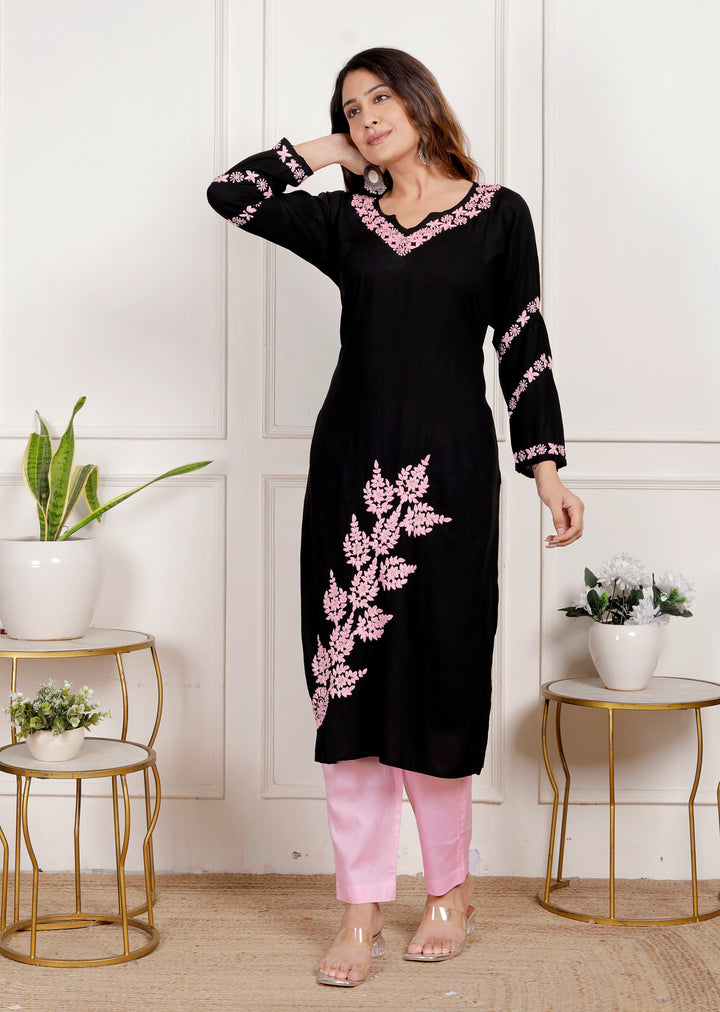 Rumaisa cotton chikankari long kurti