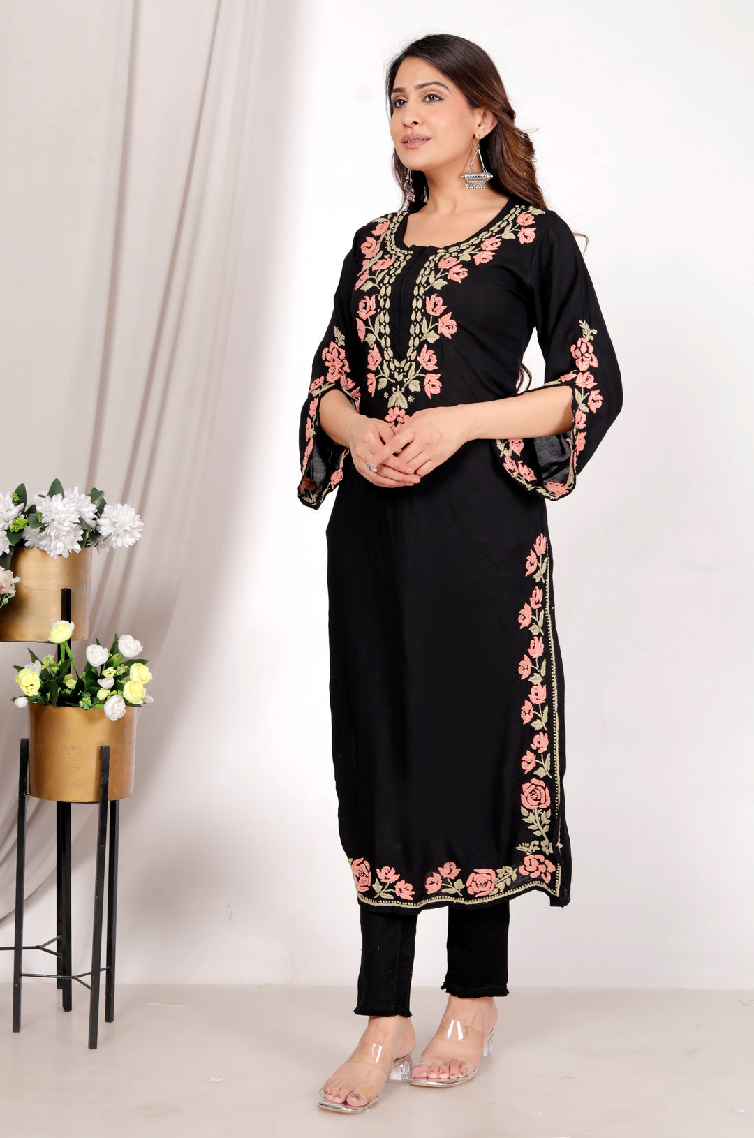 Delnaz chikankari long kurti