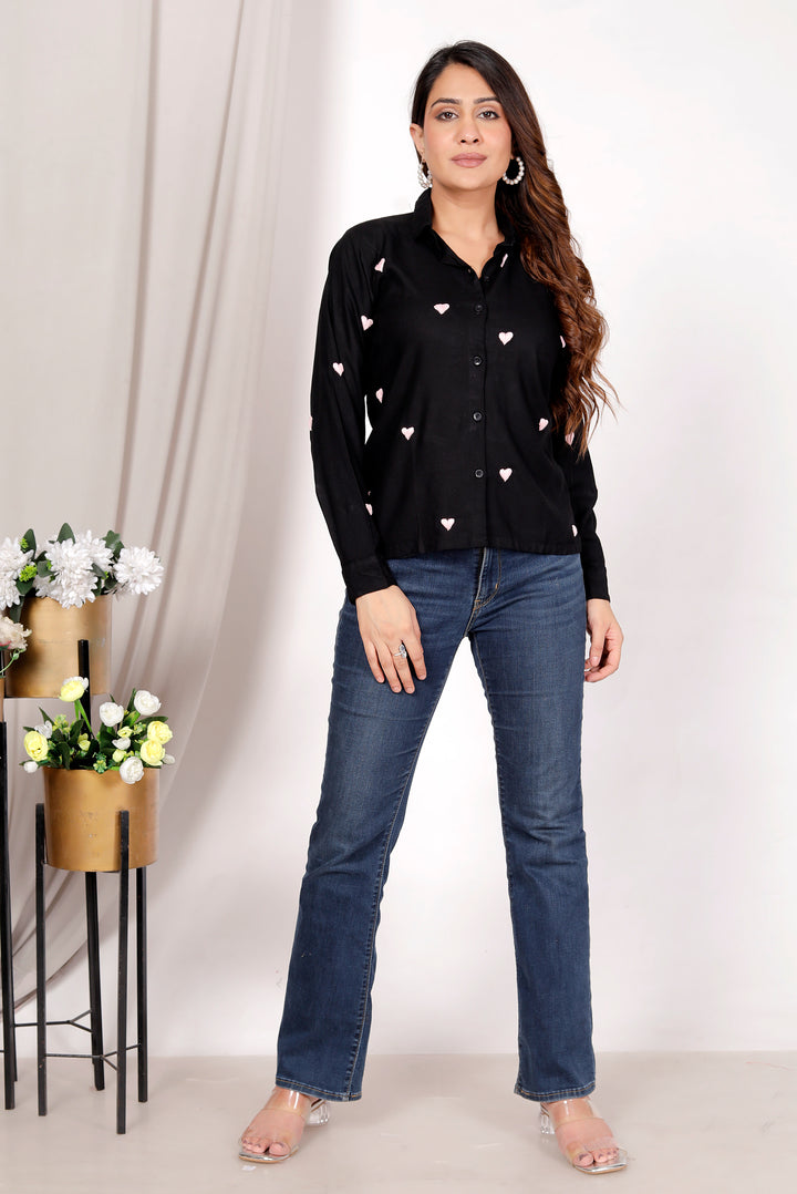 Tanaaz Cotton chikankari heart shirt