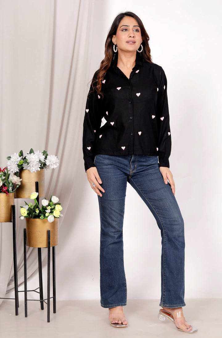 Tanaaz Cotton chikankari heart shirt