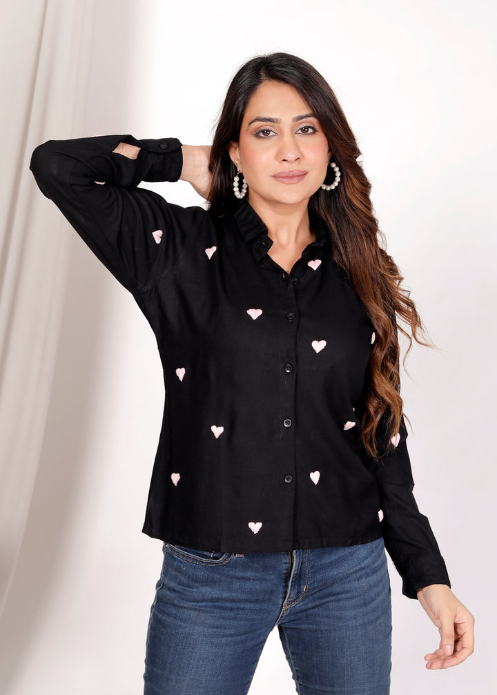 Tanaaz Cotton chikankari heart shirt