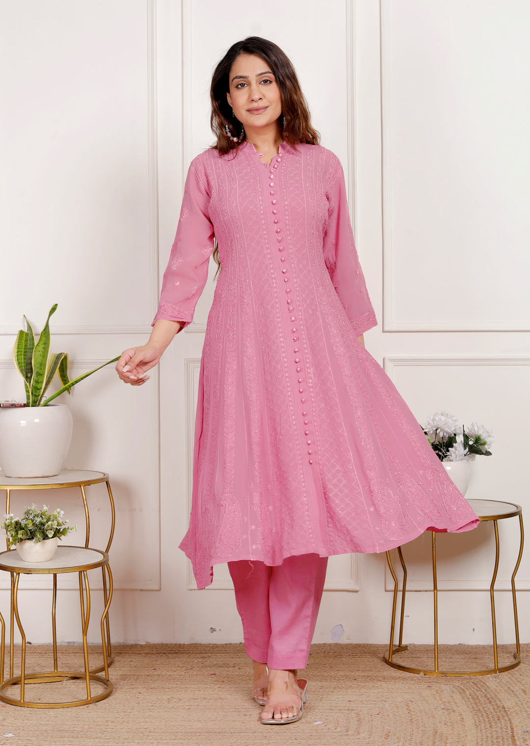 Noorjahan Viscose Chikankari Anarkali Kurta & Dupatta set