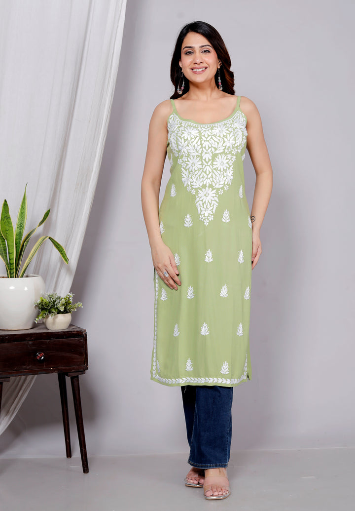 Fariba Chikankari Spaghetti Long Kurti