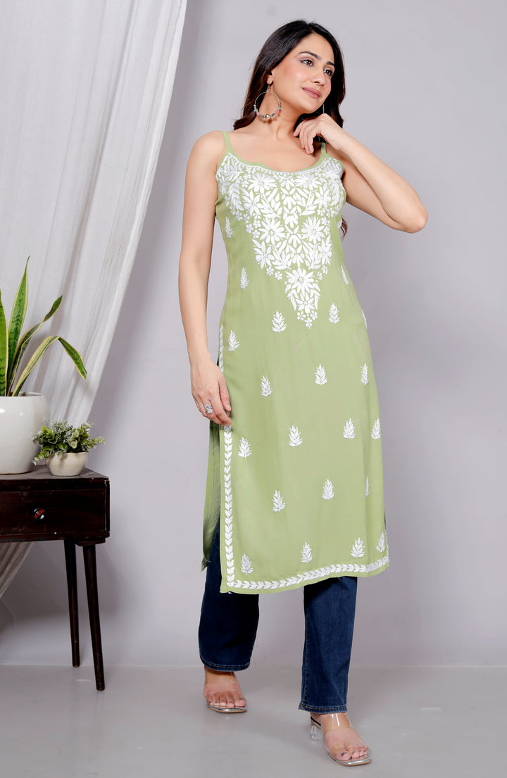 Fariba Chikankari Spaghetti Long Kurti