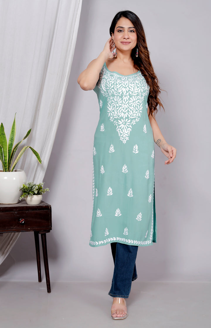 Fariba Chikankari Spaghetti Long Kurti