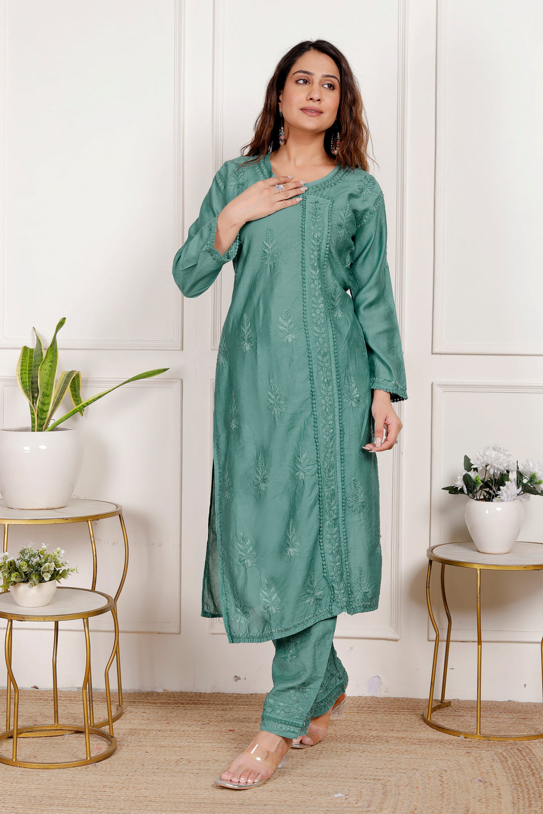 Falisha Chanderi Chikankari Co-ord Set