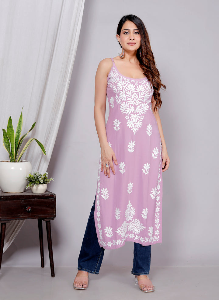 Fatin Chikankari Spaghetti Long Kurti