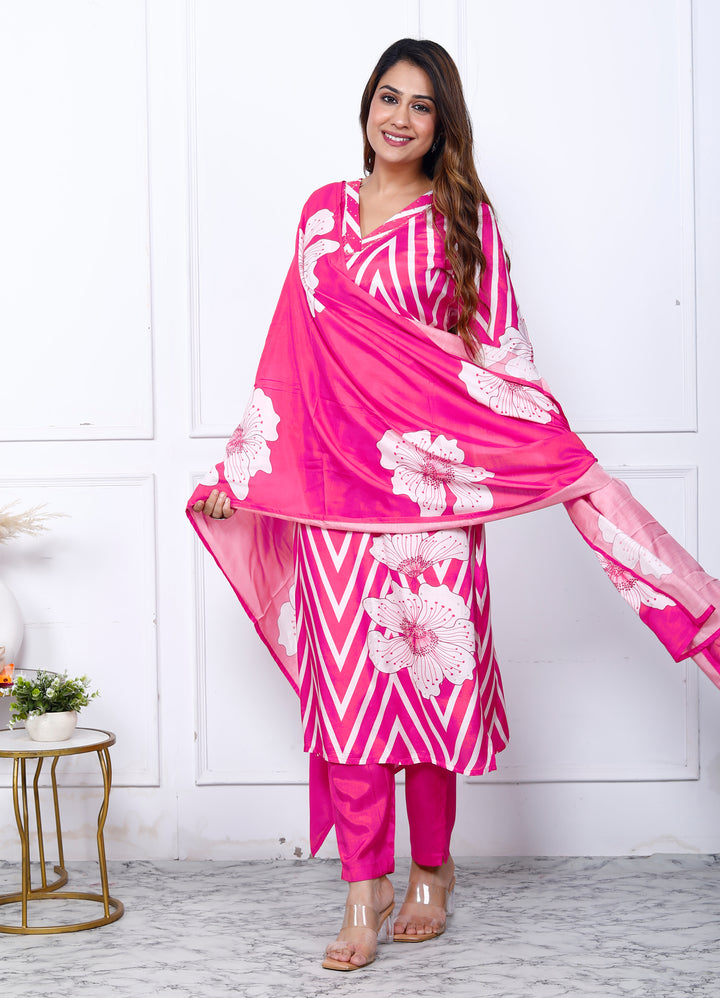 KRITI PRINTED MUSLIN DUPATTA SET