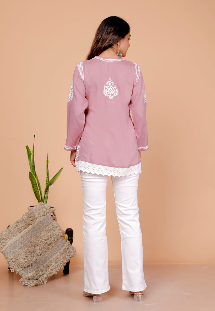 Barbara cotton lace chikankari short top