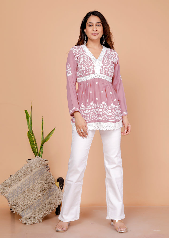 Barbara cotton lace chikankari short top