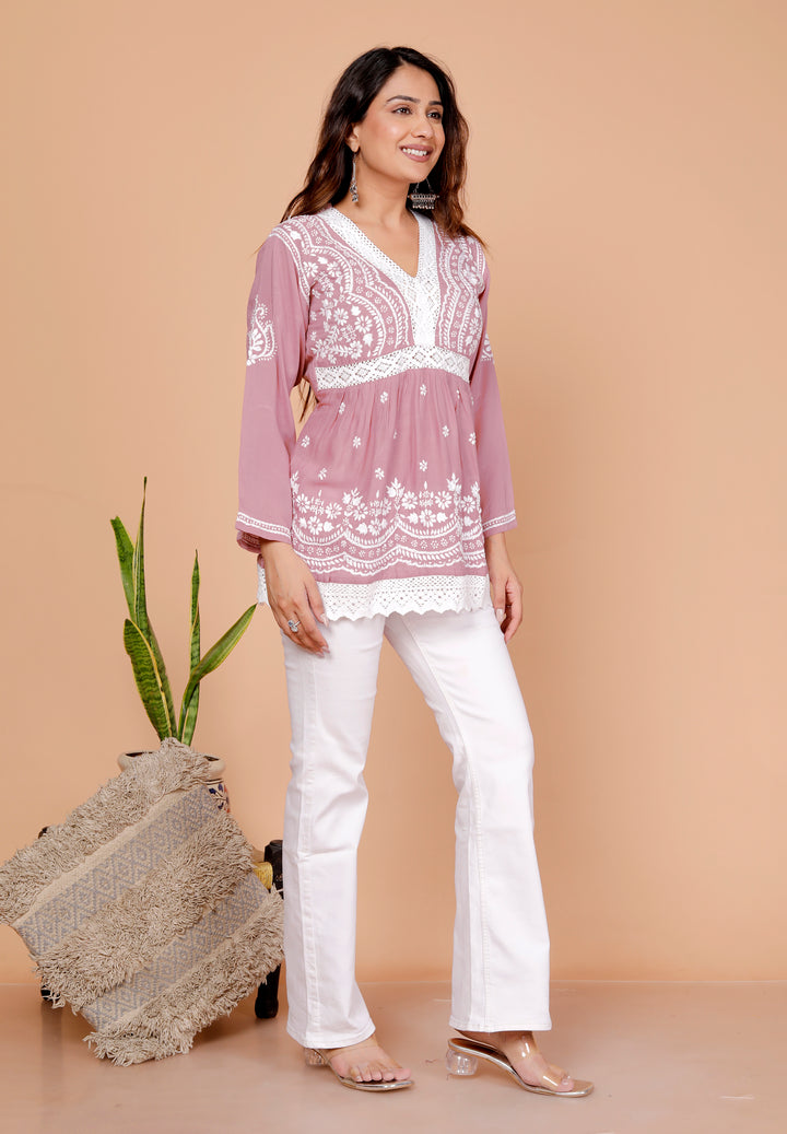 Barbara cotton lace chikankari short top