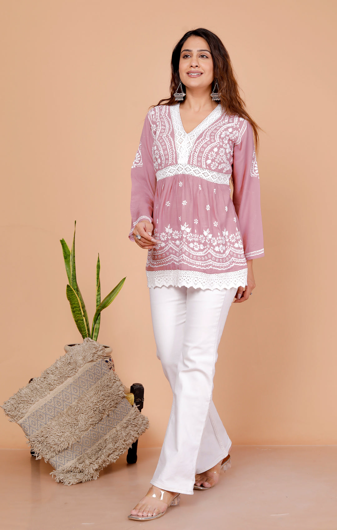 Barbara cotton lace chikankari short top