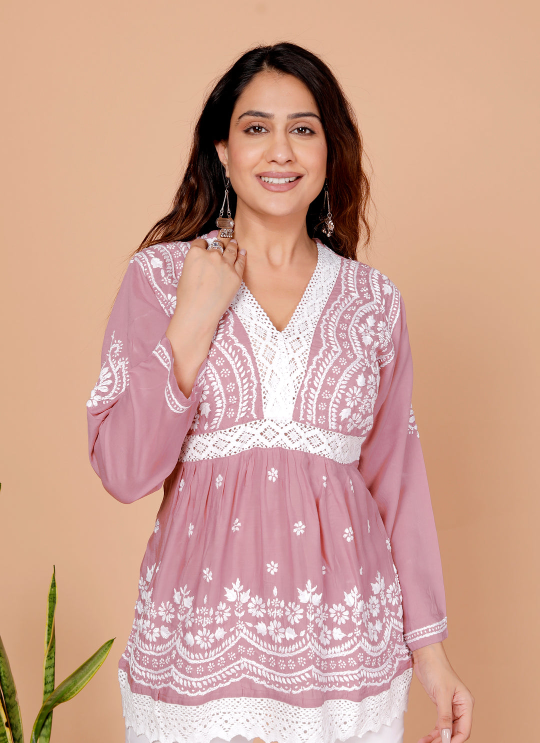 Barbara cotton lace chikankari short top