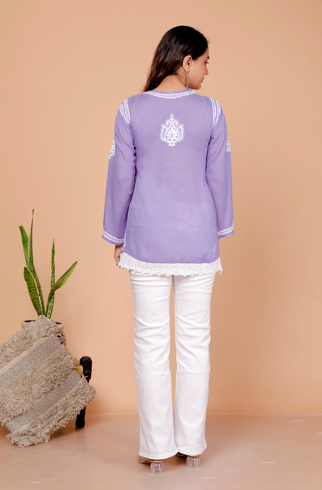 Barbara cotton lace chikankari short top