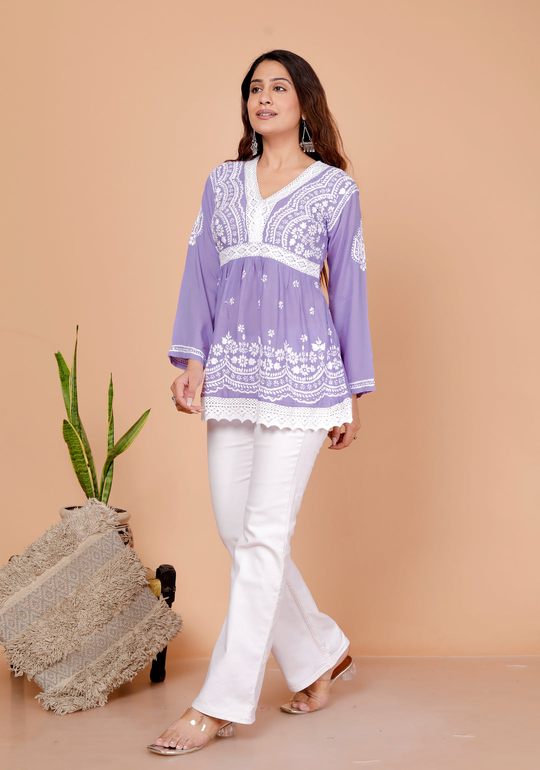 Barbara cotton lace chikankari short top