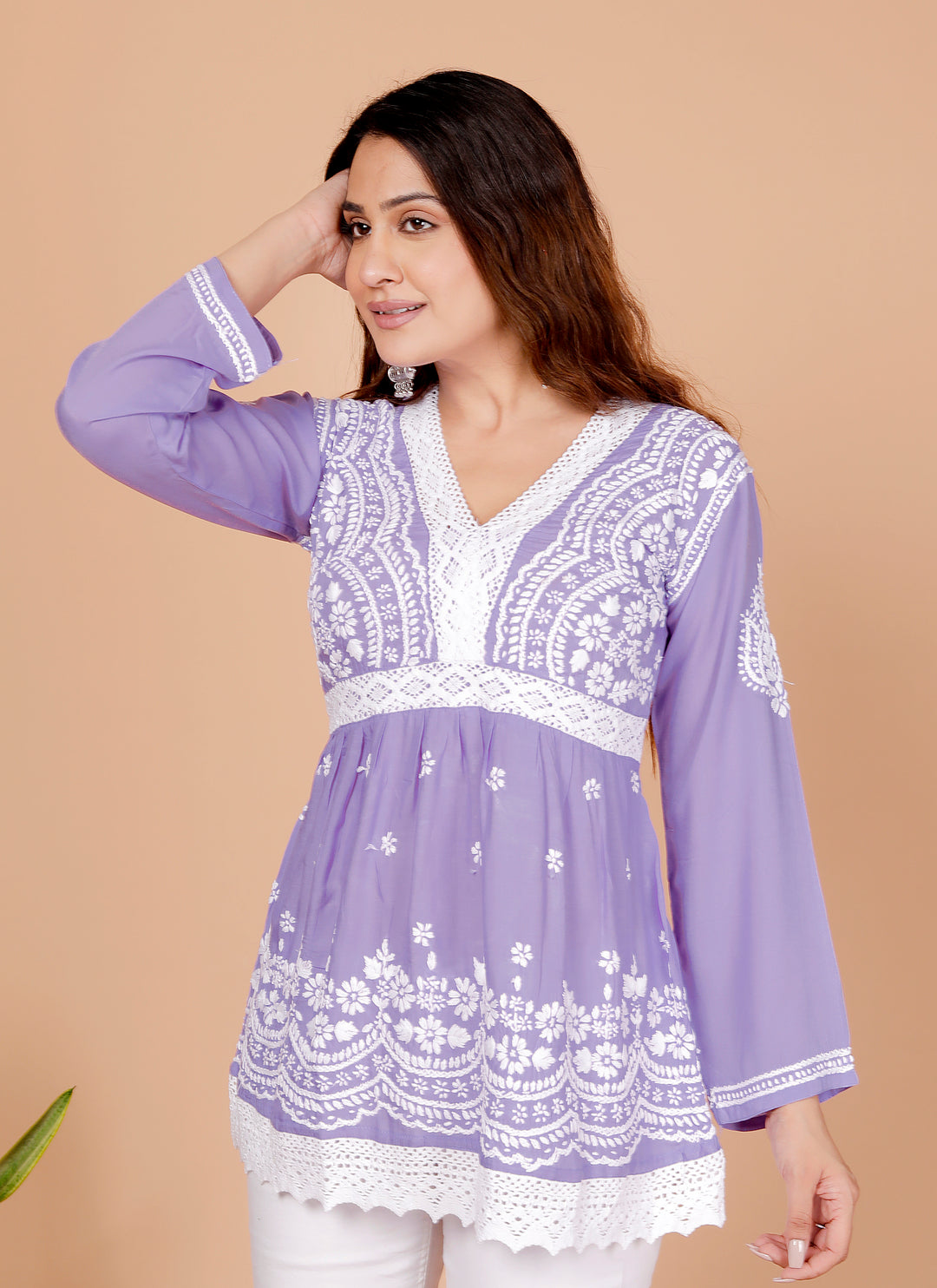 Barbara cotton lace chikankari short top