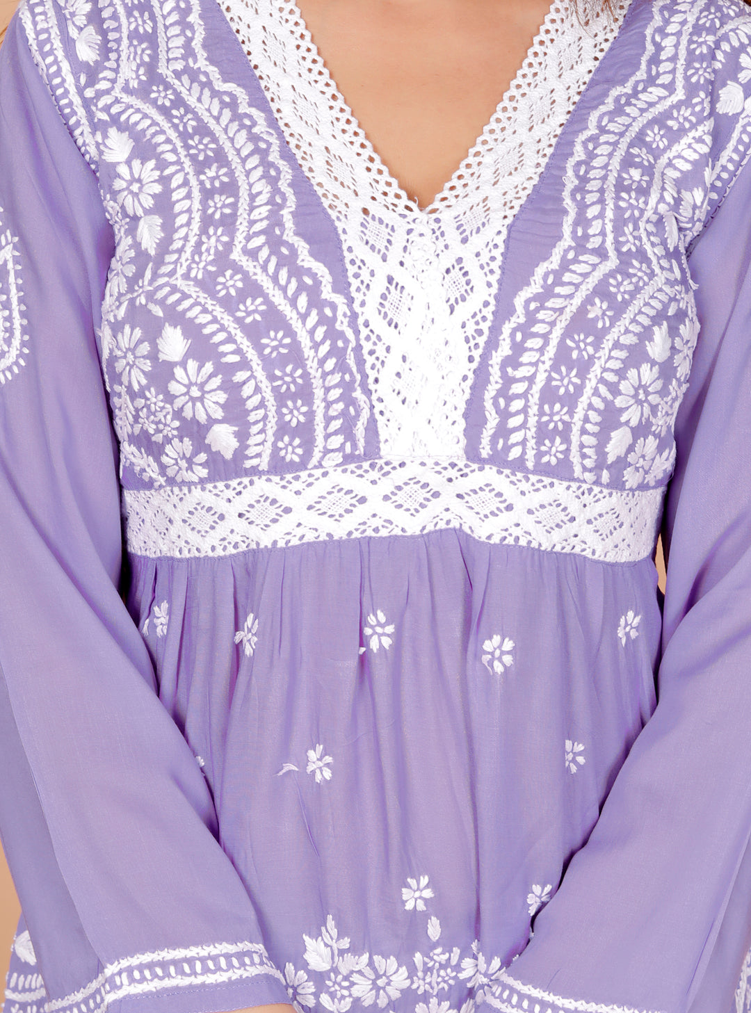 Barbara cotton lace chikankari short top