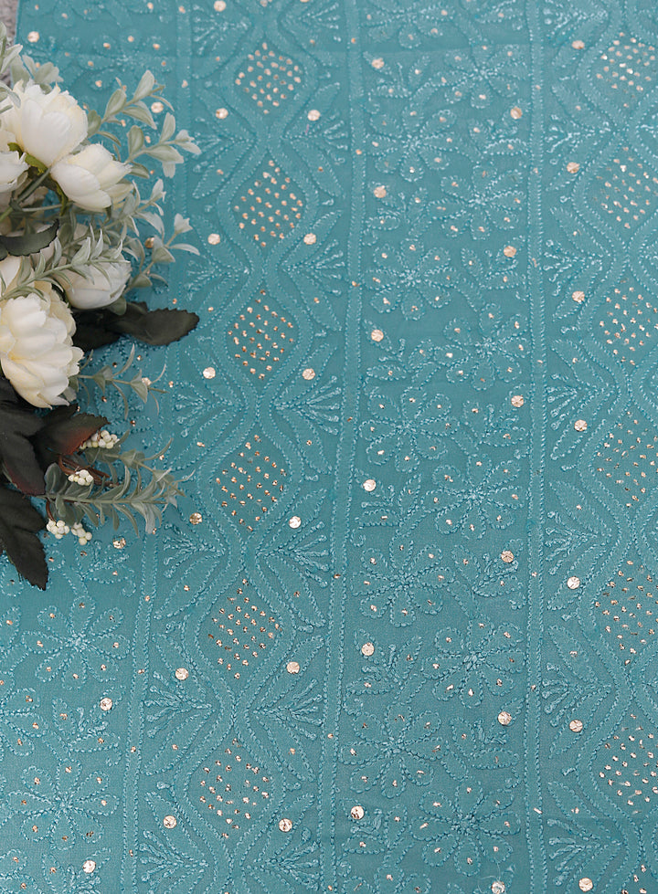 Viscose Chikankari Unstitched Kurta Dupatta Set