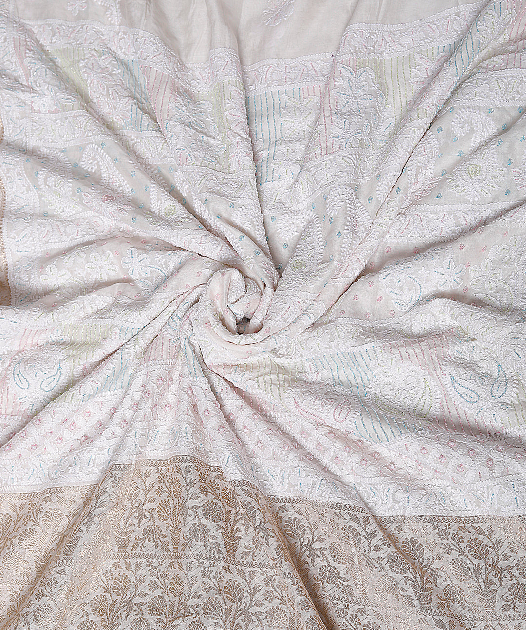 Chanderi Chikankari Saree Embellished With Cutdana