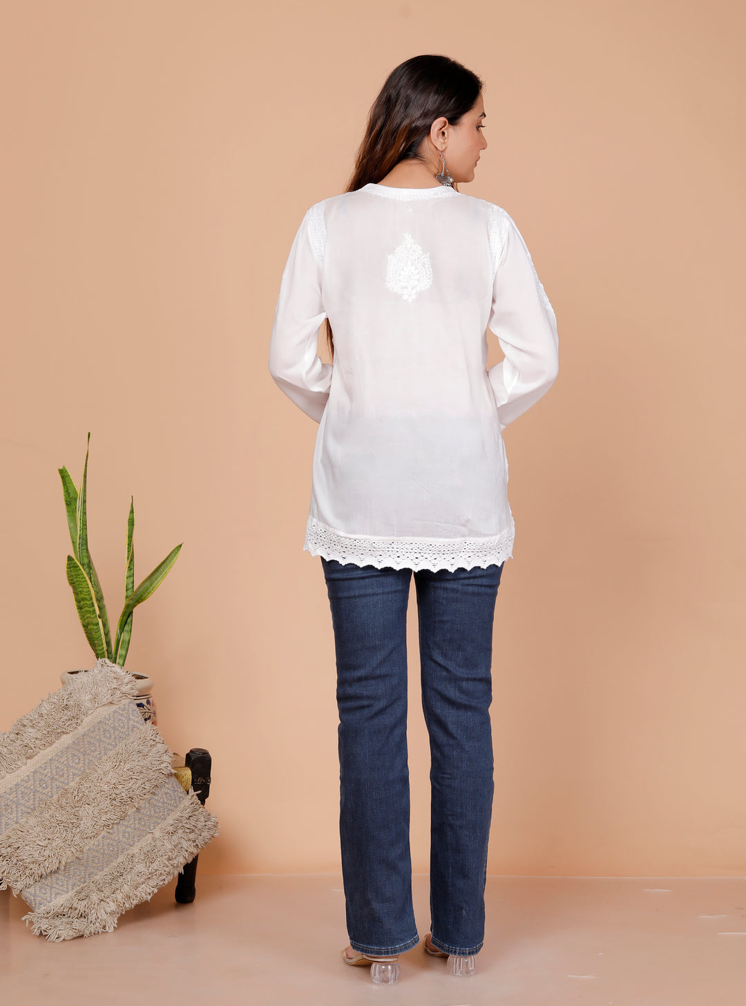 Barbara cotton lace chikankari short top