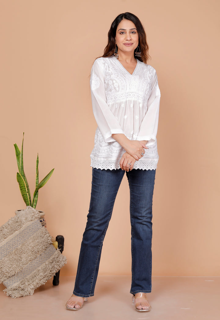 Barbara cotton lace chikankari short top