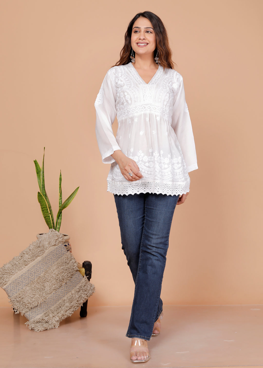 Barbara cotton lace chikankari short top