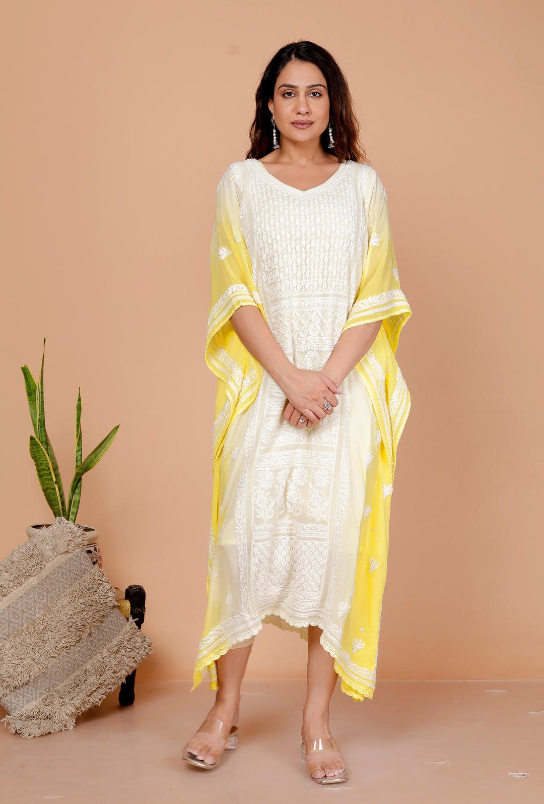 Ramona Georgette Chikankari Kaftan