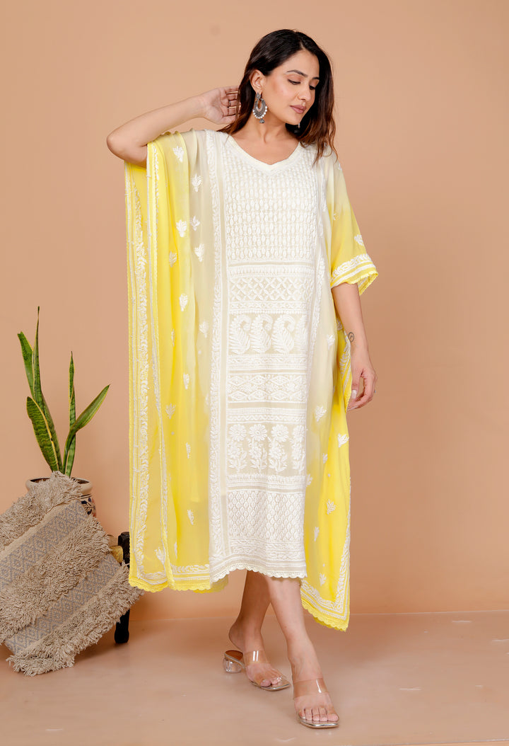 Ramona Georgette Chikankari Kaftan