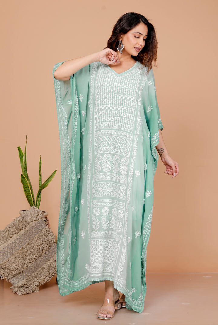 Ramona Georgette Chikankari Kaftan.