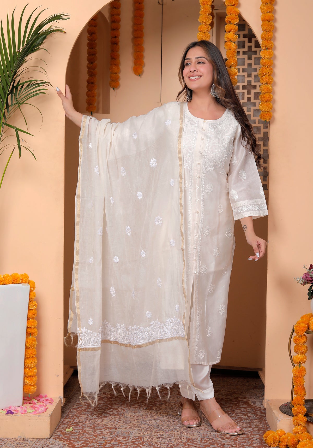 Razia Chanderi Chikankari full set