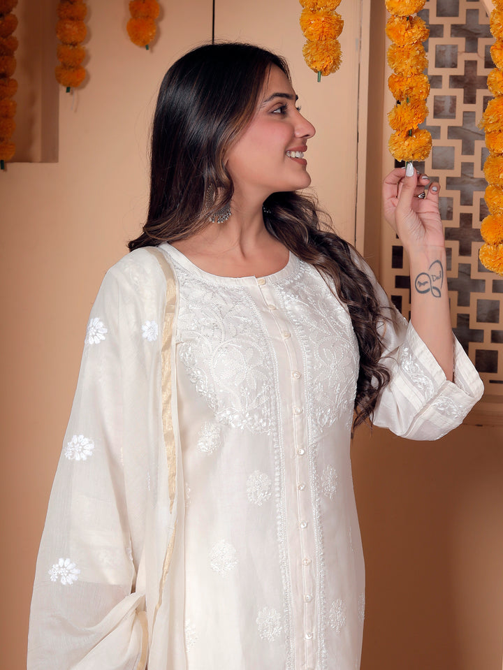 Razia Chanderi Chikankari Long kurti