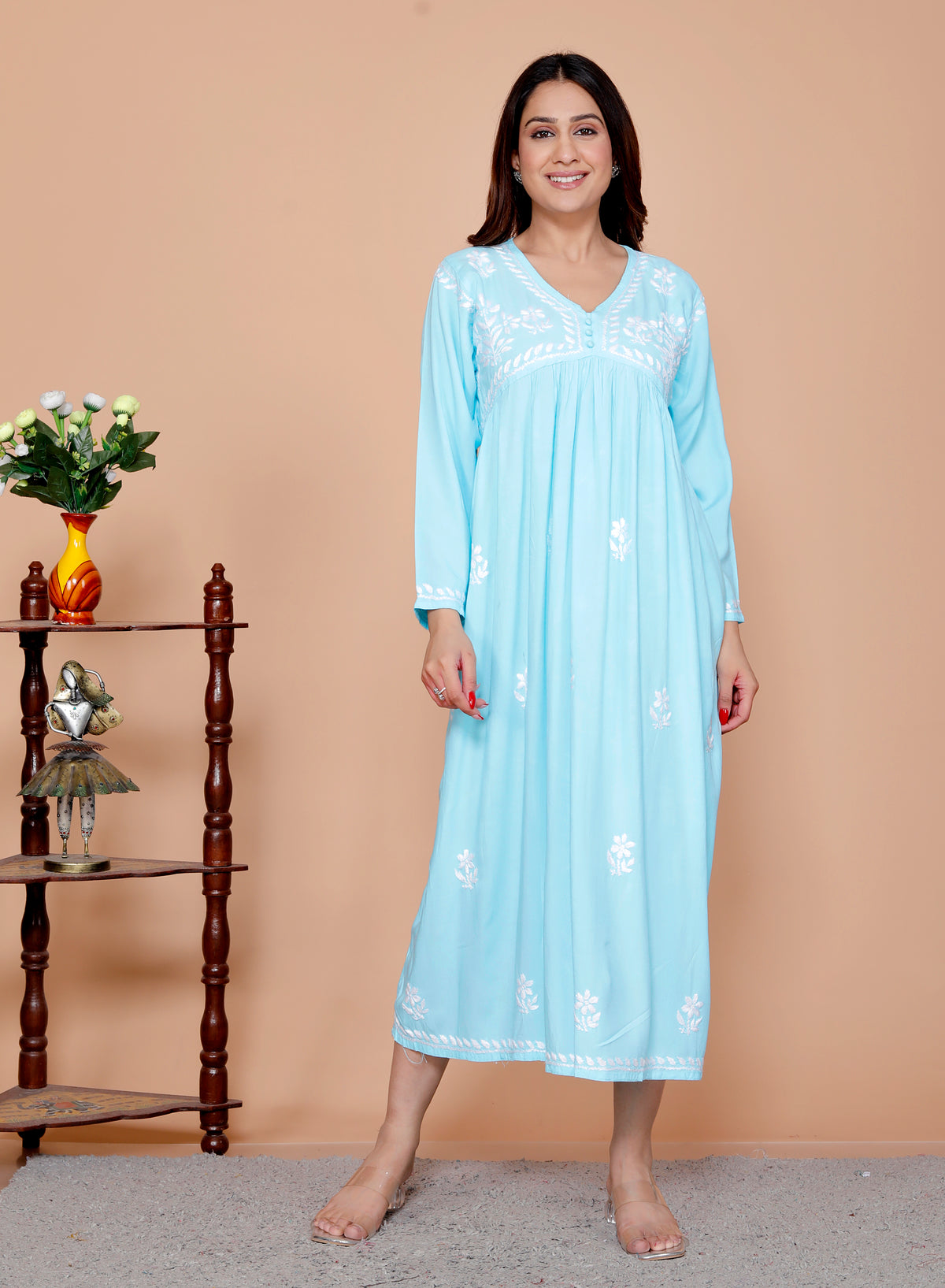 Rimsha Cotton Chikankari Gown