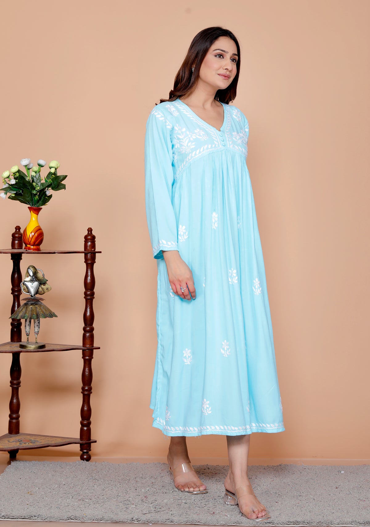 Rimsha Cotton Chikankari Gown