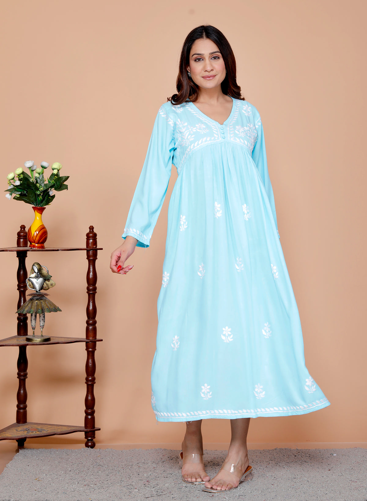 Rimsha Cotton Chikankari Gown