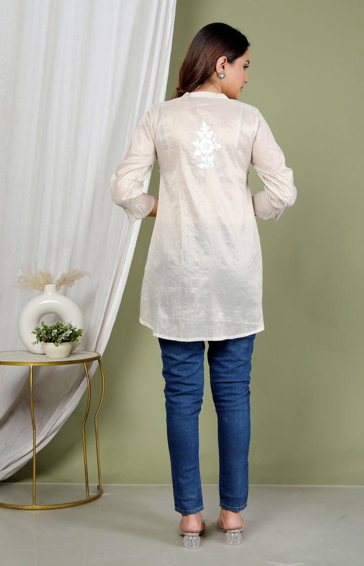 FORUM TISSUE CHIKANKARI SHORT TOP