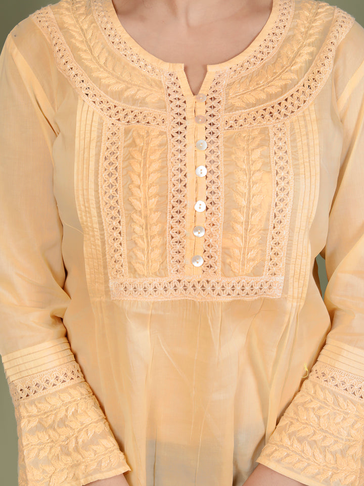 NORA COTTON CHIKANKARI SHORT TOP