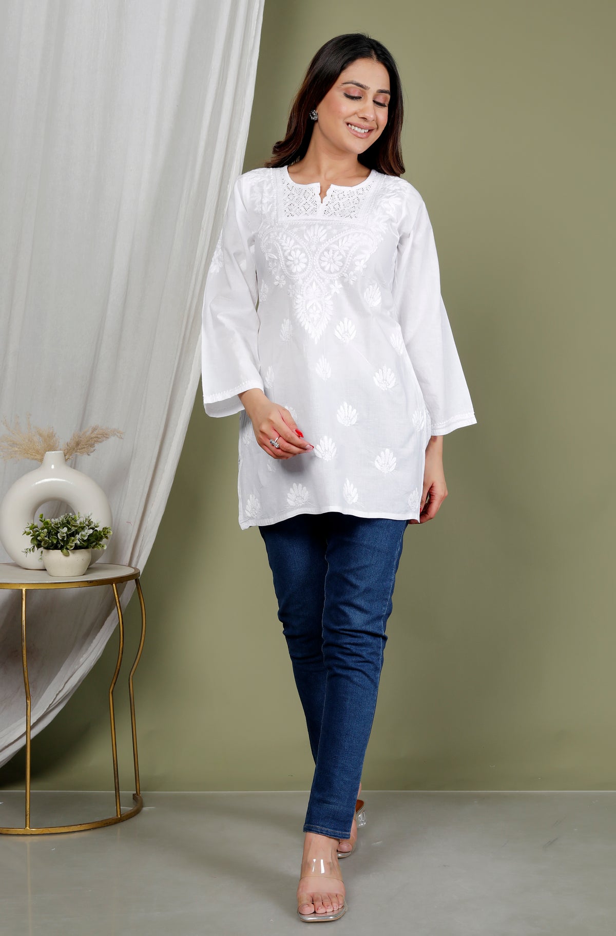 MASABA COTTON SHORT KURTI WHITE