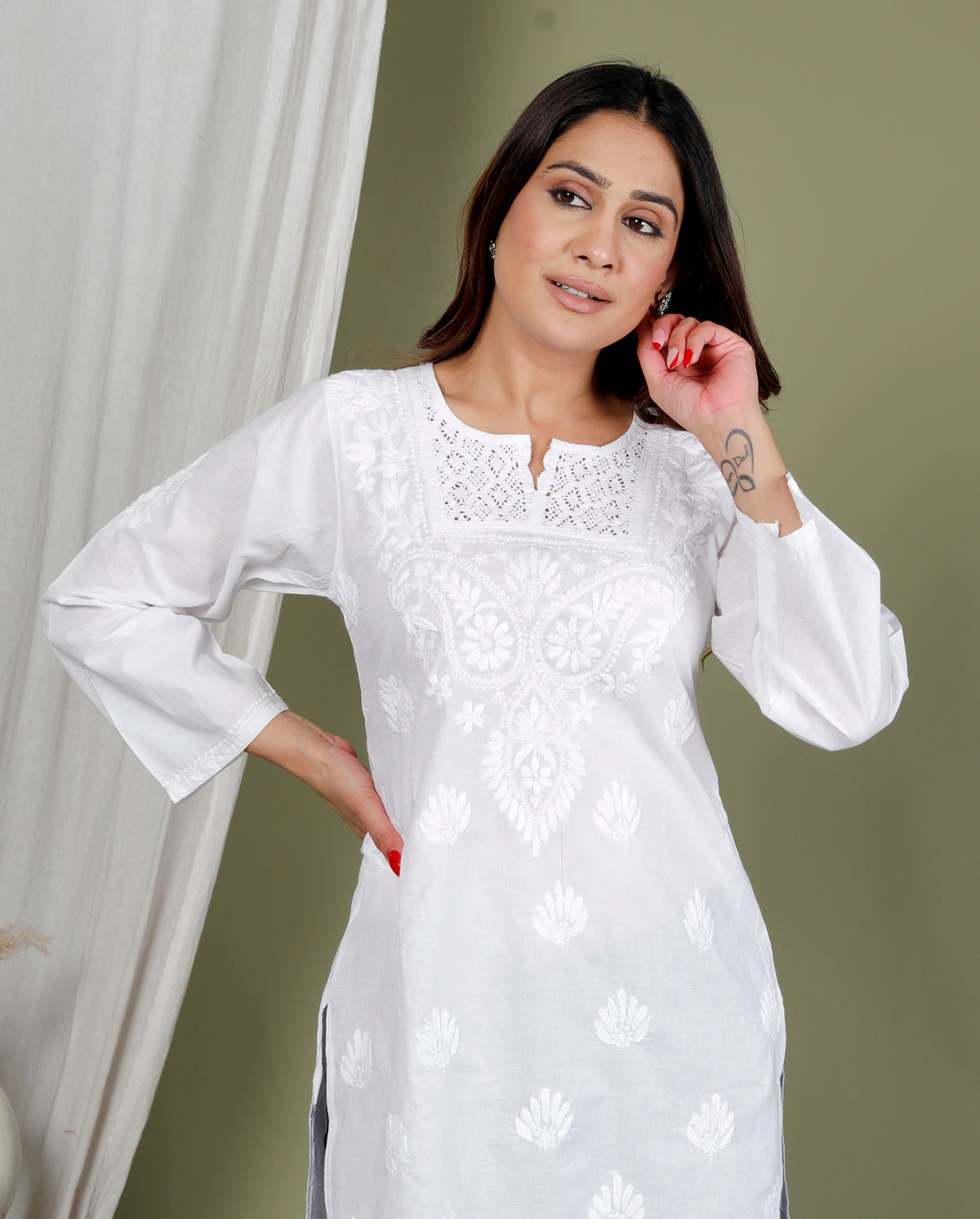MASABA COTTON SHORT KURTI WHITE