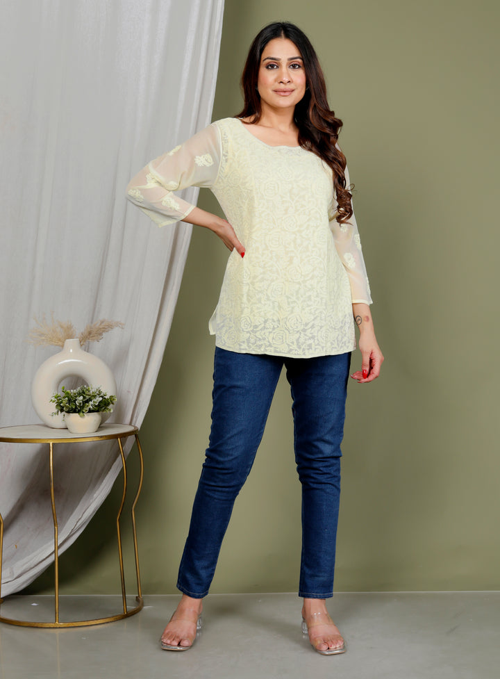 Rose Georgette Viscose Short Kurti