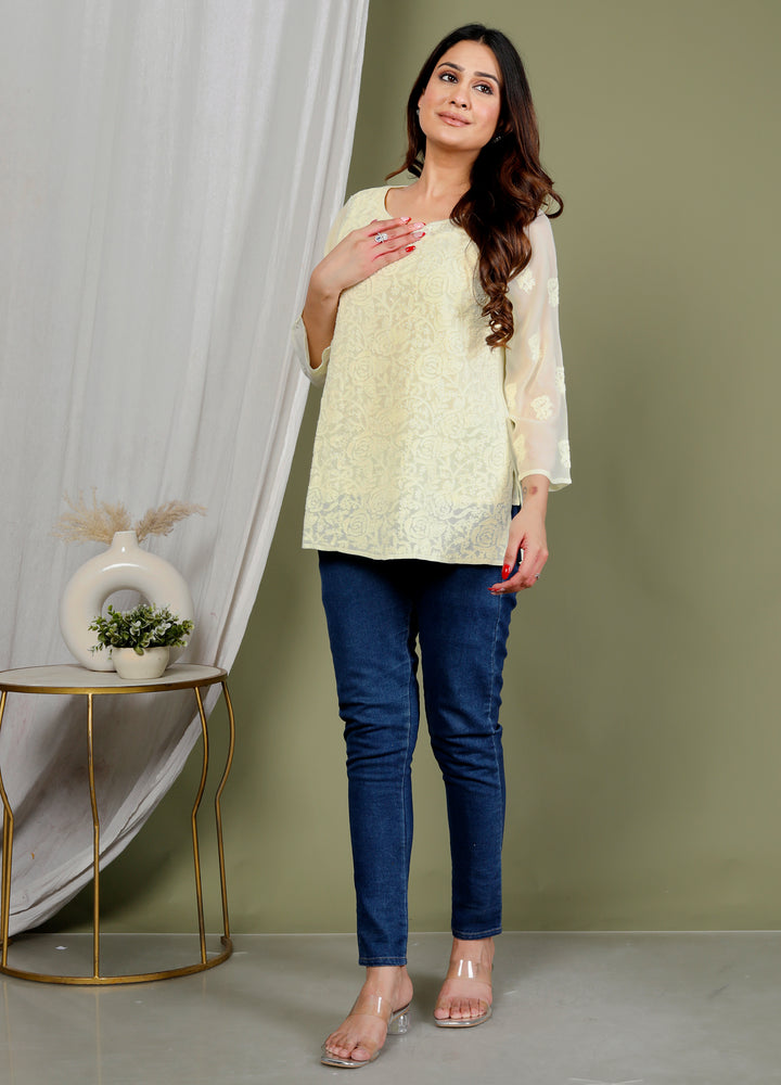 Rose Georgette Viscose Short Kurti