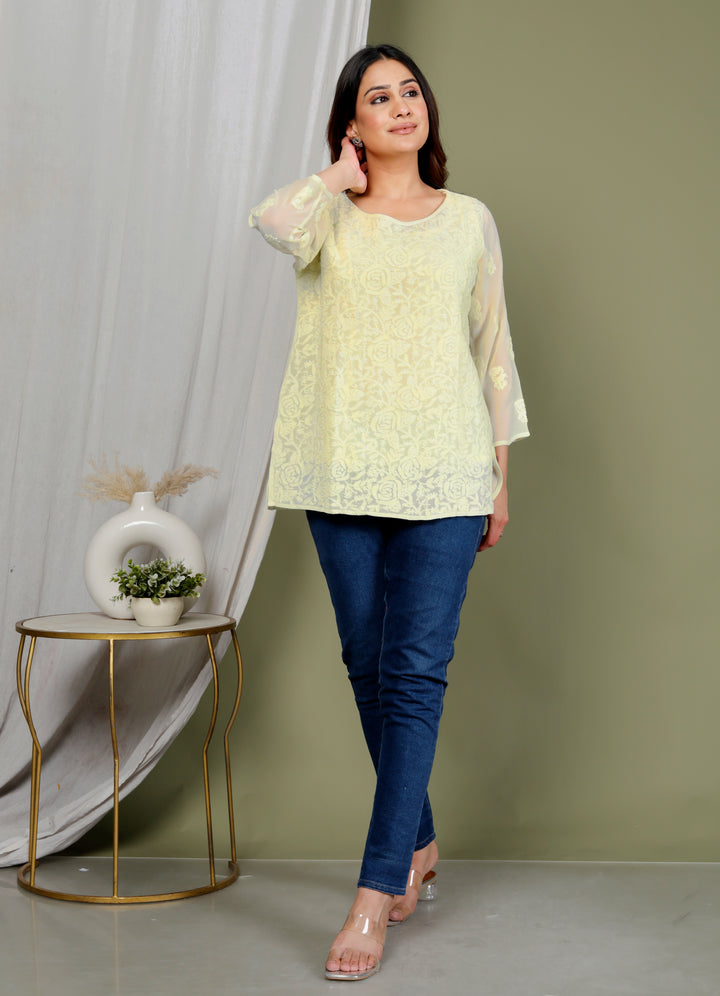 Rose Georgette Viscose Short Kurti