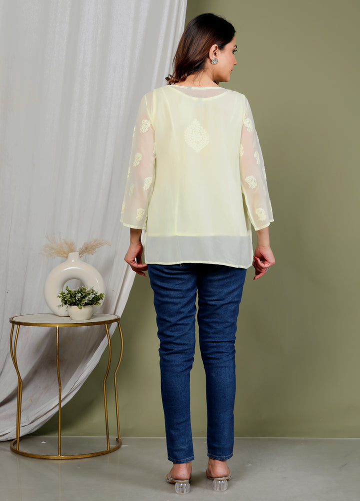 Rose Georgette Viscose Short Kurti