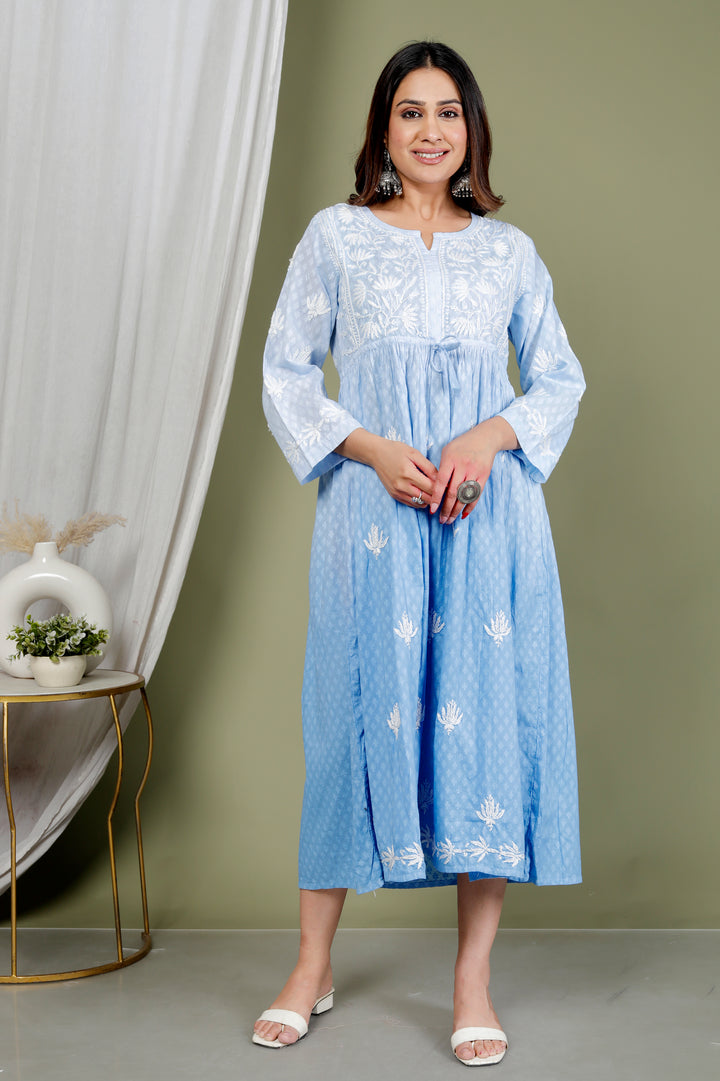 Shireen Cotton Chikankari Gown