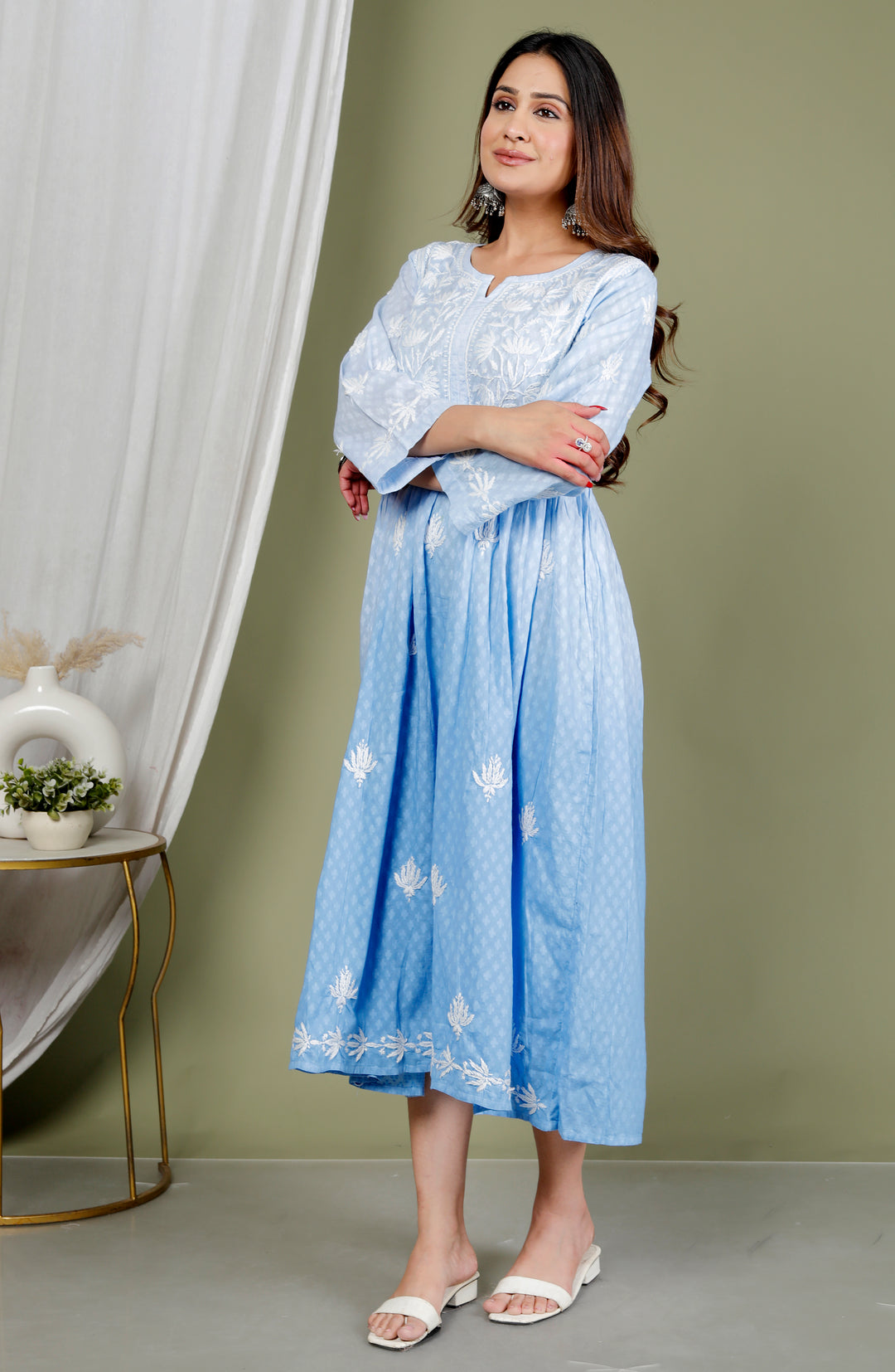 Shireen Cotton Chikankari Gown