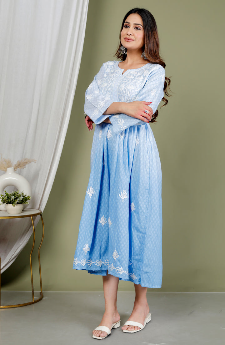 Shireen Cotton Chikankari Gown